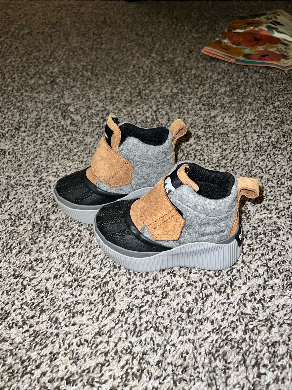 Sorel Kids Black, Gray and Tan Winter Pull-On Boots